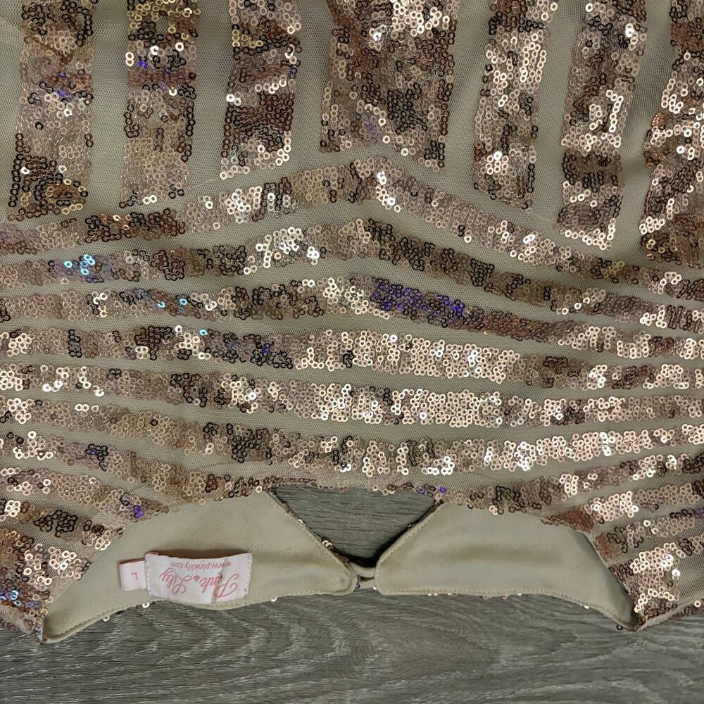 Pink Lily Champagne Sequin Open Back Bodycon Dress Size L - Picture 11 of 12